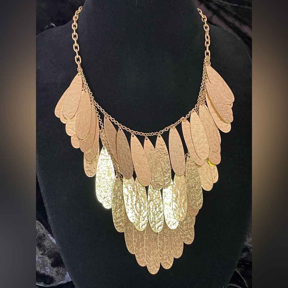 Southern Living Gold Layered Teardrop Statement Necklace